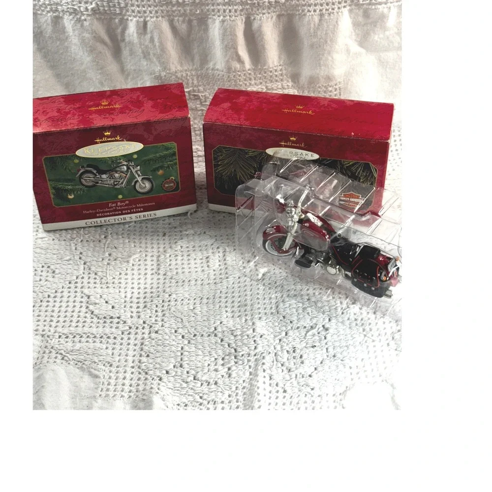 Hallmark Keepsake Harley-Davidson Fat Boy Heritage Springer Ornaments Lot of 2